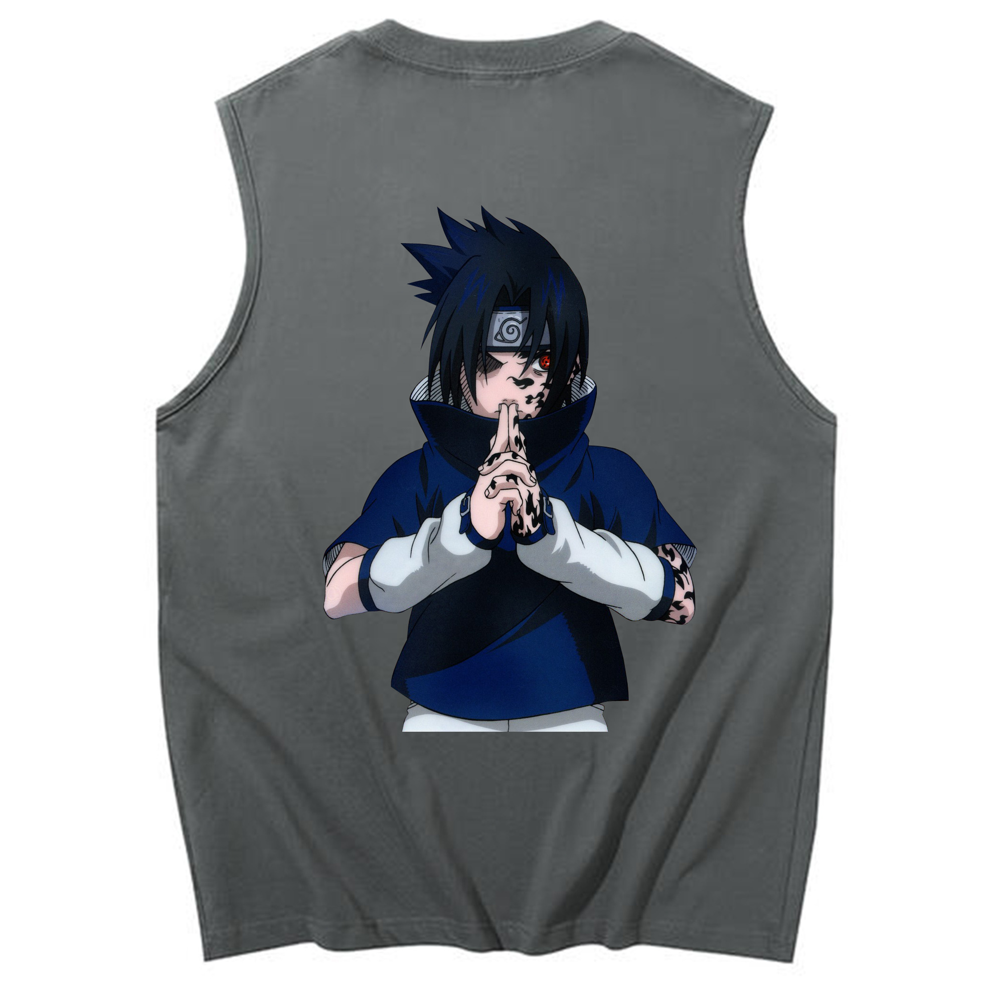 （画像用） NARUTO -ナルト- うちは サスケ Uchiha Sasuke コットン100％タンクトップ（背面プリント）